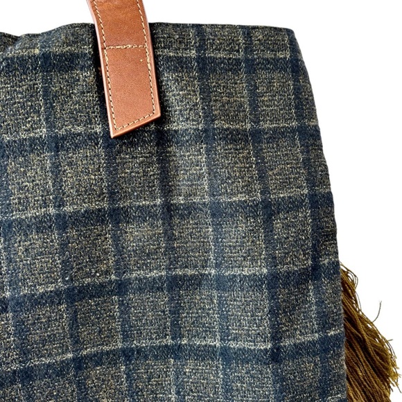 Anthropologie Handcrafted Embroidery Beaded Fringed Tote Bag Velour Wool Boho - Picture 5 of 16